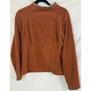 Wooly Bully Fleece Pullover Orange Fuzzy Women's Cozy Sweatshirt Med High Neck